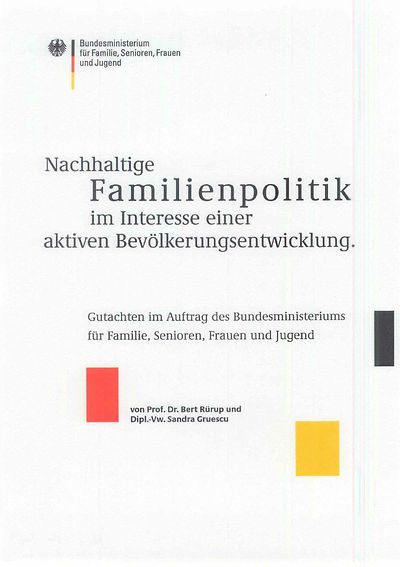 Cover der Broschüre Nachhaltige Familienpolitik