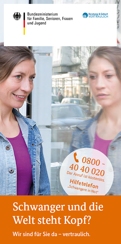 Cover des Flyers "Hilfetelefon Schwangere in Not"