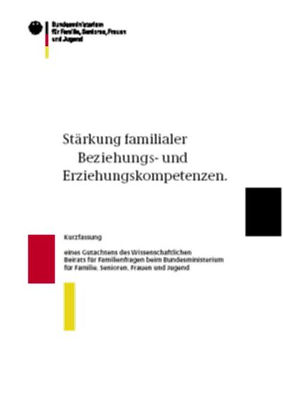 Cover der Broschüre Stärkung familialer Beziehungs- und Erziehungskompetenzen