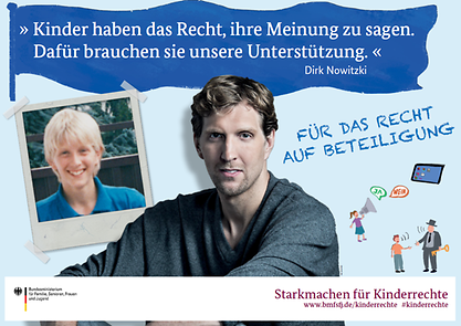 Cover des Plakats "Starkmachen für Kinderrechte mit Dirk Nowitzki"