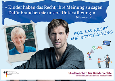 Cover des Plakats "Starkmachen für Kinderrechte mit Dirk Nowitzki"