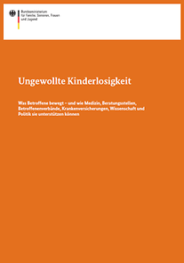 Cover der Broschüre "Ungewollte Kinderlosigkeit - was Betroffene bewegt"