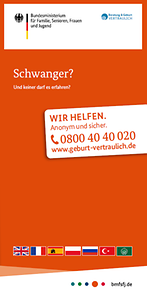 Titelseite Flyer "Vertrauliche Geburt - mehrsprachiger Flyer"