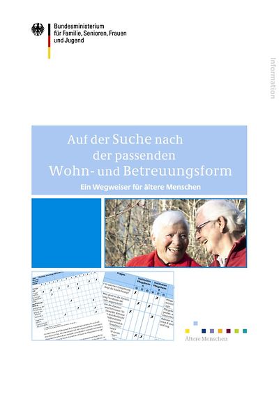 Deckblatt Auf der Suche nach der passenden Wohn- und Betreuungsform