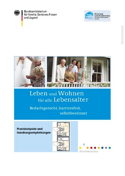Titelblatt der Informationen "Leben und Wohnen für alle Lebensalter"