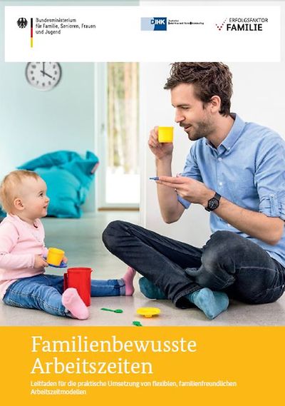 Cover des Leitfadens "Familienbewusste Arbeitszeiten"