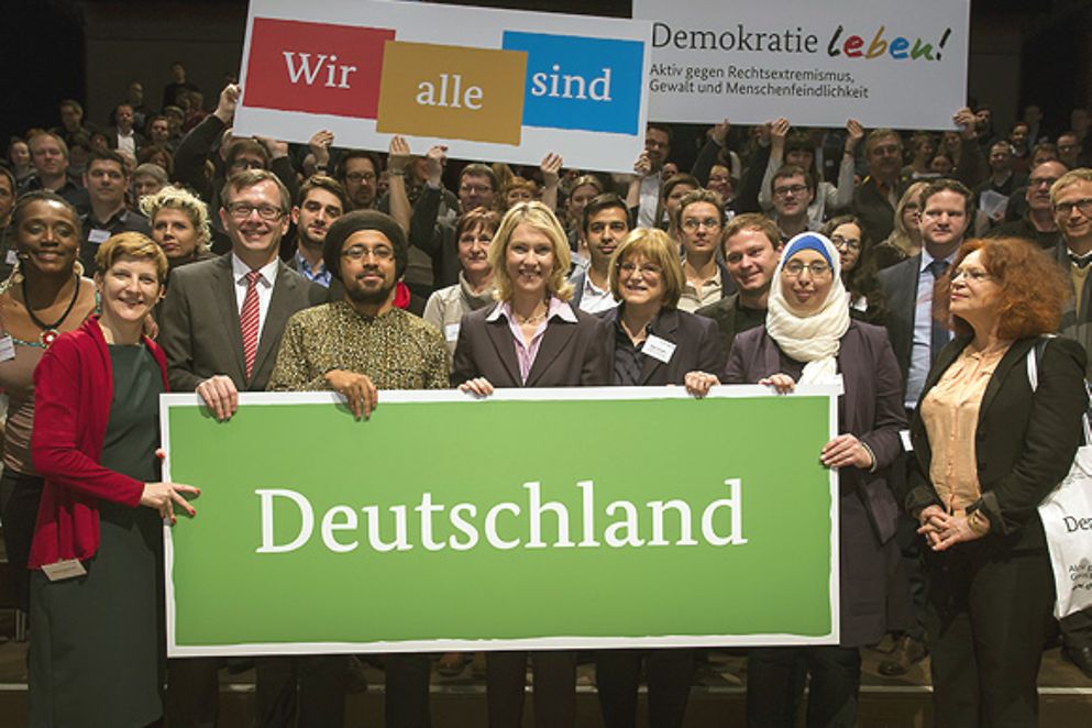 Manuela Schwesig im Publikum der Auftaktveranstaltung zum Bundesprogramm "Demokratie leben!"