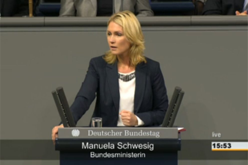 Manuela Schwesig im Deutschen Bundestag, Bildnachweis: Deutscher Bundestag