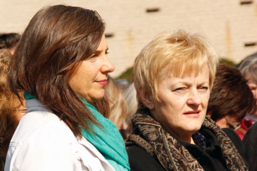 Katrin Göring-Eckhardt und Renate Künast auf dem Equal Pay Day 2015