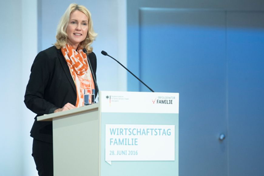 Bundesfamilienministerin Manuela Schwesig auf dem ersten "Wirtschaftstag Familie"