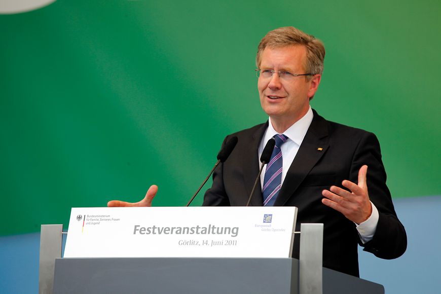 Bundespräsident Christian Wulff während seiner Rede zum Festakt. Bildquelle: BMFSFJ