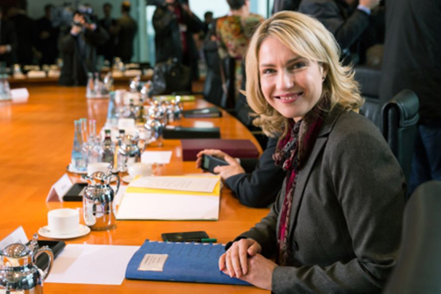 Manuela Schwesig vor einer Kabinettssitzung am 15. Januar, Bildnachweis: Bundesregierung / Steffen Kugler