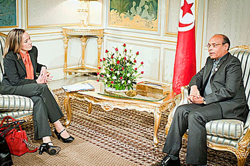 Kristina Schröder mit dem amtierenden Präsidenten Tunesiens Moncef Marzouki. Bildquelle: REGIERUNGonline / Bergmann